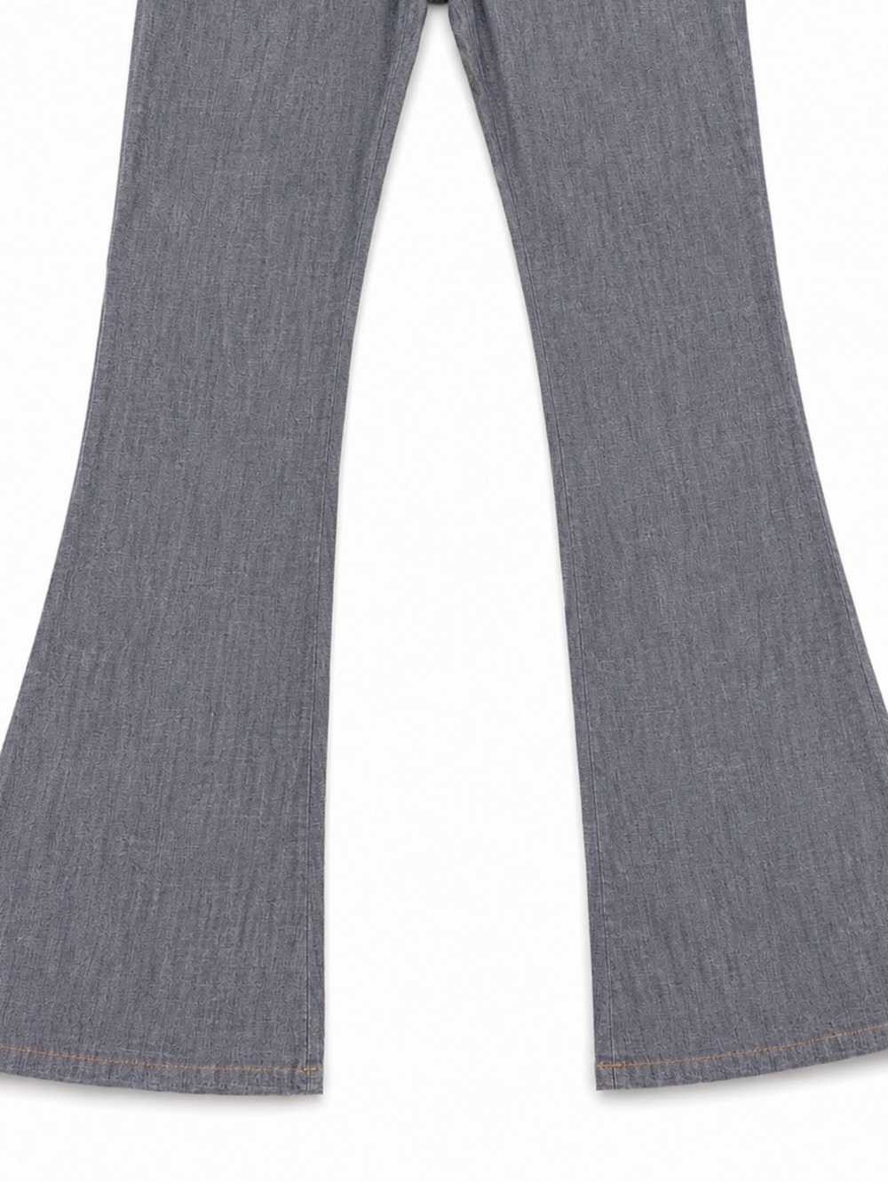 Frankie B Y2K Low Rise Flare Jeans Gray Chambray Embroidered Pockets USA XXS - Picture 2 of 6